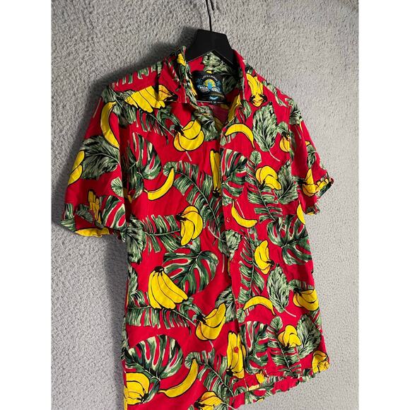 Good Vibes Banana Hawaiian Shirt Men’s M Red Tropical Fruit Button Up Aloha - Picture 6 of 10